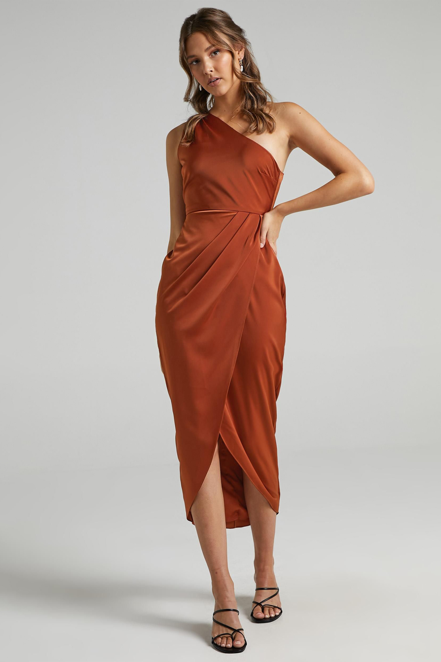 Frances One-Shoulder Backless Slit Midi Dress