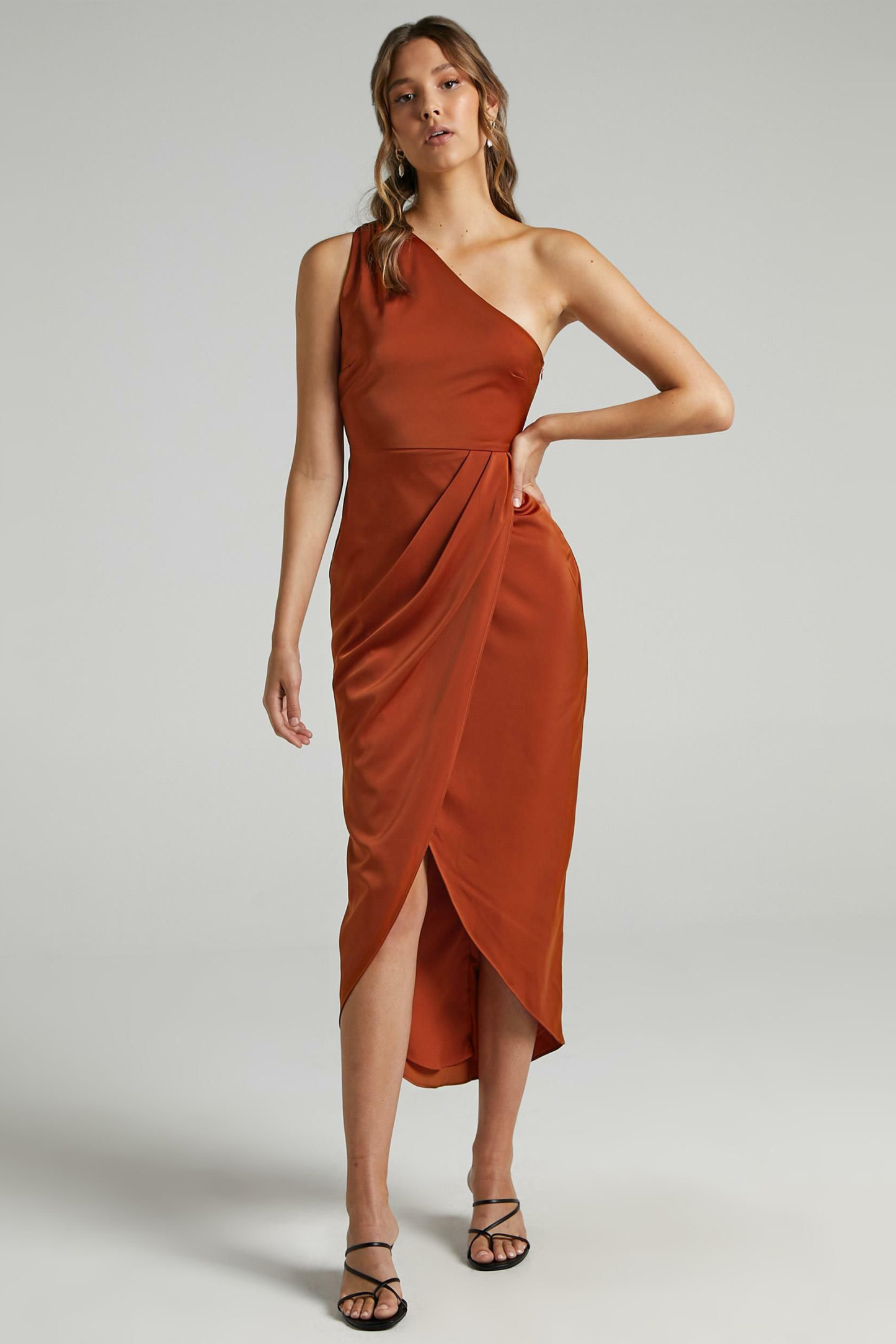 Frances One-Shoulder Backless Slit Midi Dress