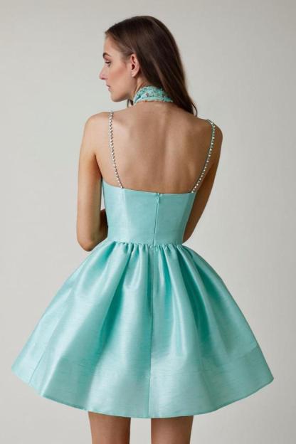 Ellie Satin Ruffle Hem Mini Dress