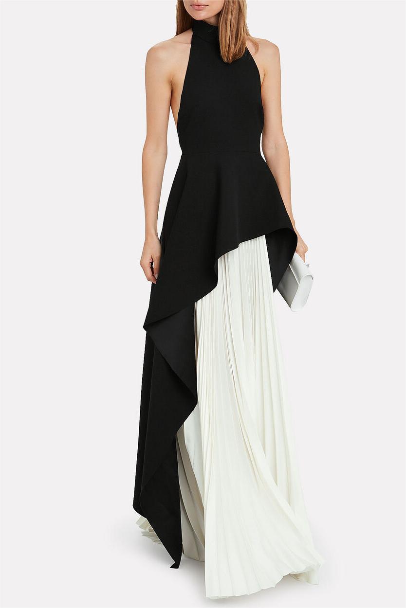 Kaleigh Crew Collar Sleeveless Backless Asymmetric Suit Dress