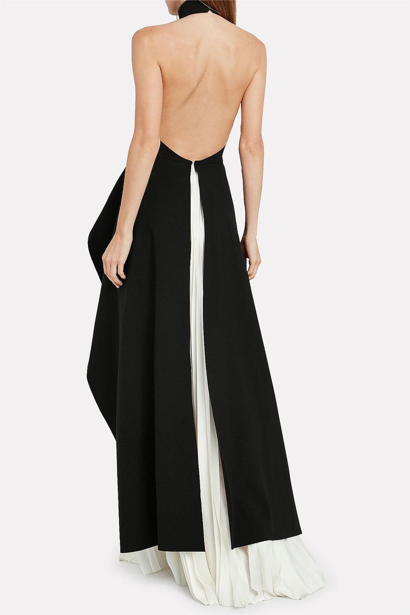 Kaleigh Crew Collar Sleeveless Backless Asymmetric Suit Dress