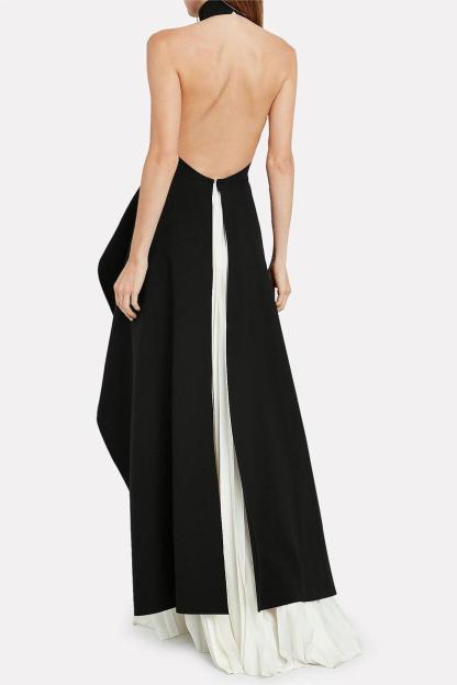 Kaleigh Crew Collar Sleeveless Backless Asymmetric Suit Dress