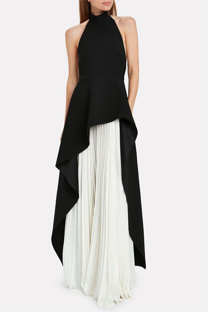Kaleigh Crew Collar Sleeveless Backless Asymmetric Suit Dress