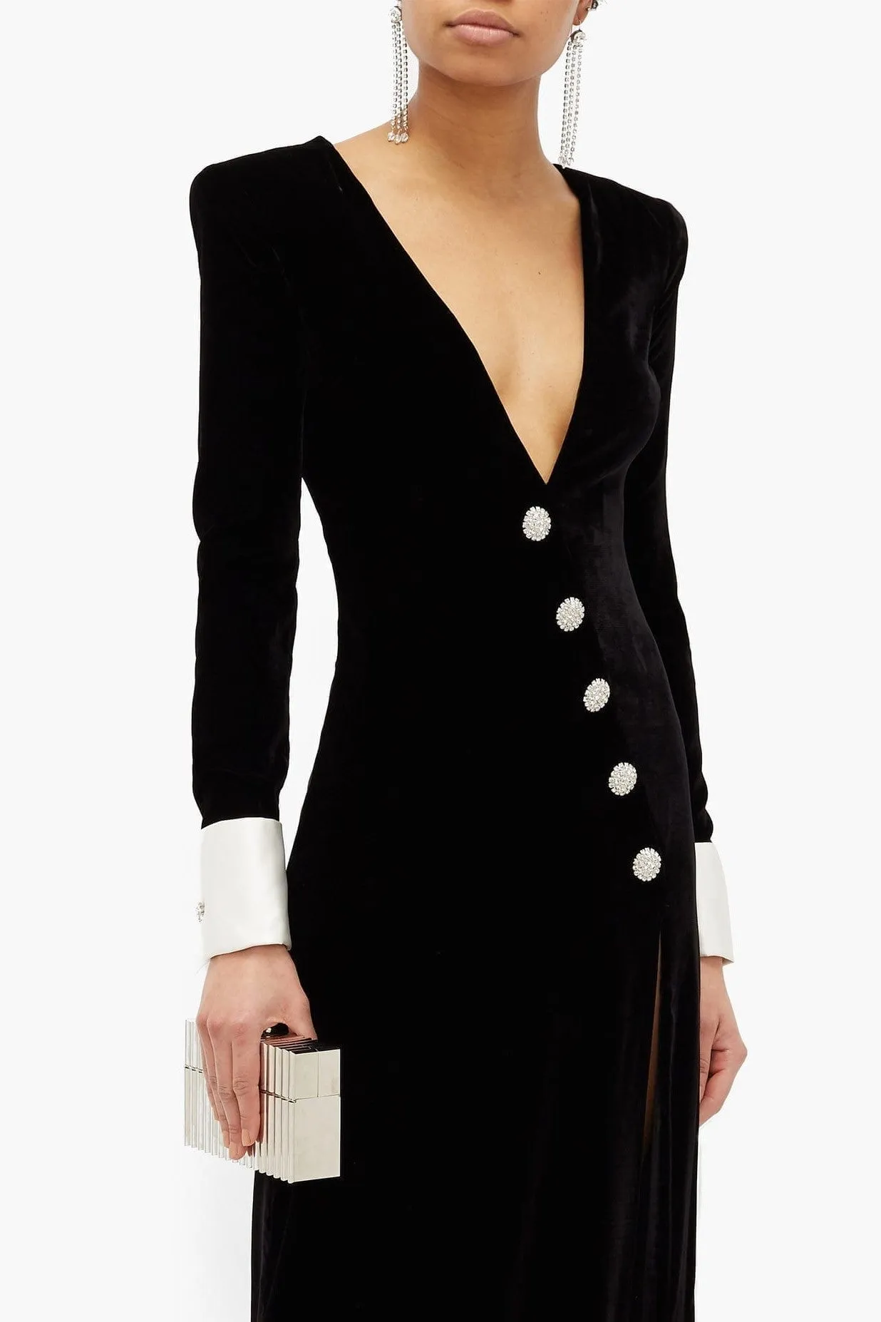 Kacey Long Sleeve V-Neck Slit Maxi Dress