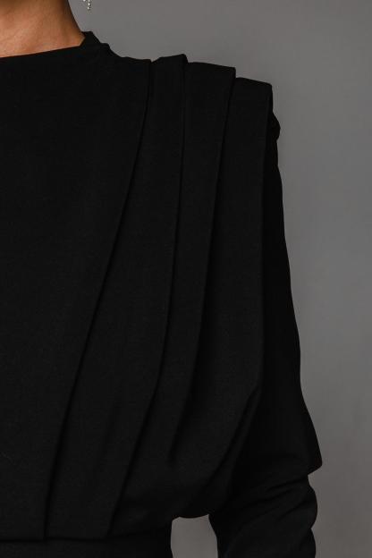 Claribel Solid High Split Long Sleeve Midi Dress