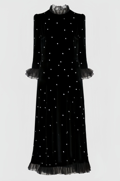 Alexa Black Velvet Maxi Dress