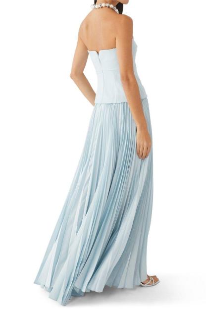 Claudette Sweetheart Neck Off-Shoulder Pleated Midi Dress