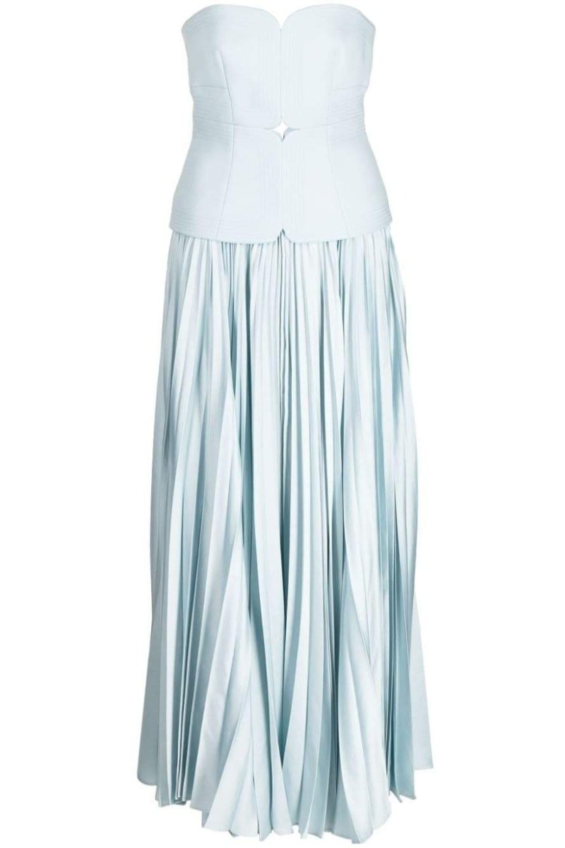 Claudette Sweetheart Neck Off-Shoulder Pleated Midi Dress