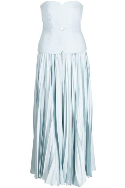 Claudette Sweetheart Neck Off-Shoulder Pleated Midi Dress