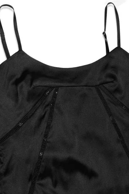 Raquel Satin Solid Lace Up Maxi Dress Black