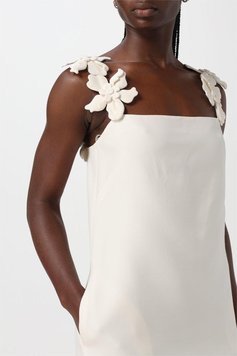 Gigi Solid 3D Flower Sleeveless Mini Dress