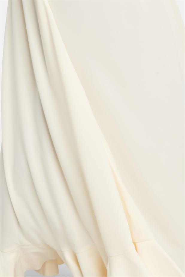 Yvette Knit Solid Shirring Lace Up Maxi Dress