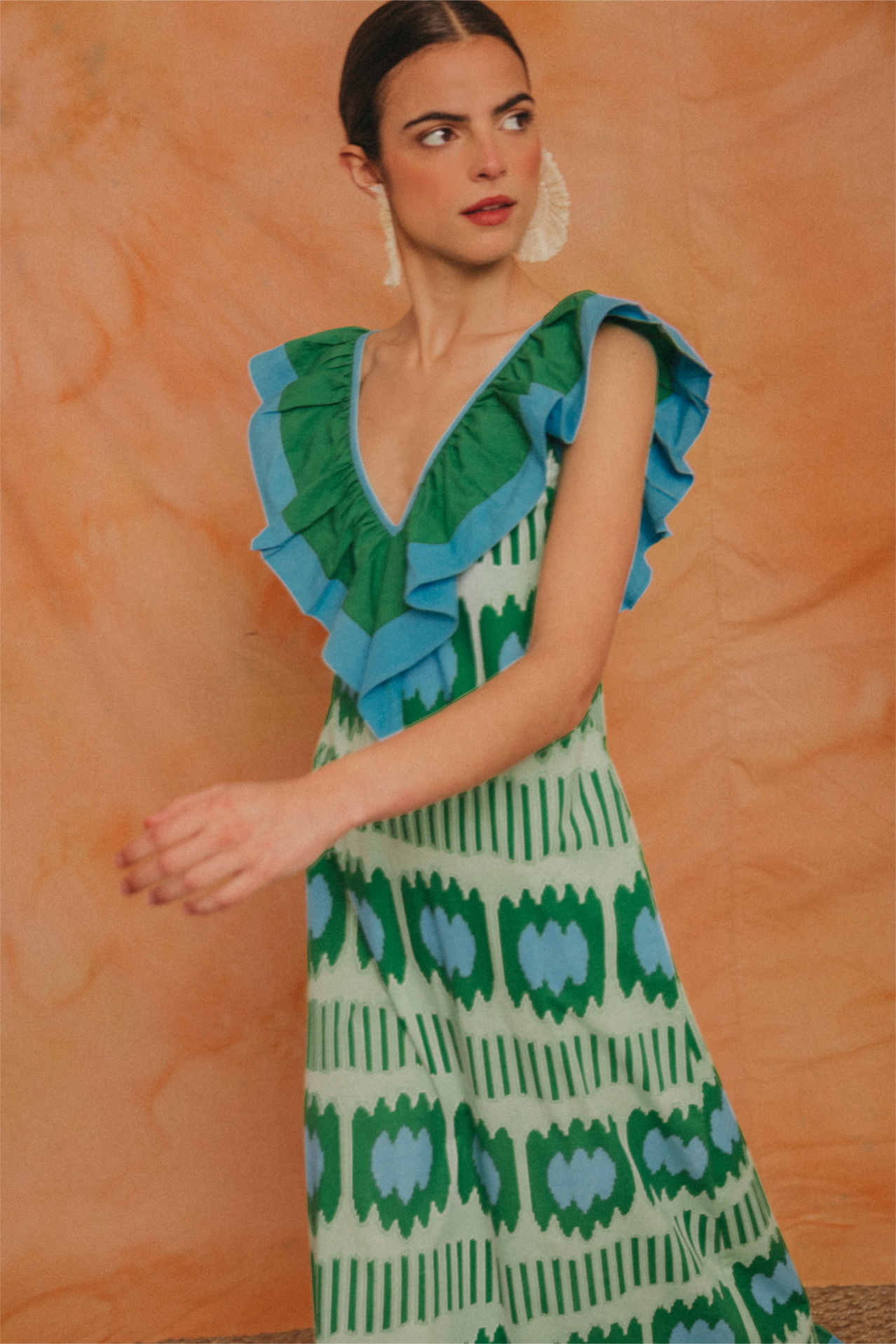 Karen V-Neck Ruffle Sleeveless Maxi Dress