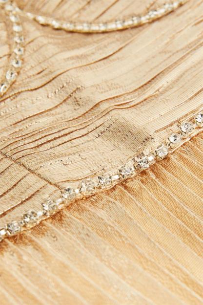 Elly Rhinestone Sleeveless Pleat Solid Midi Dress