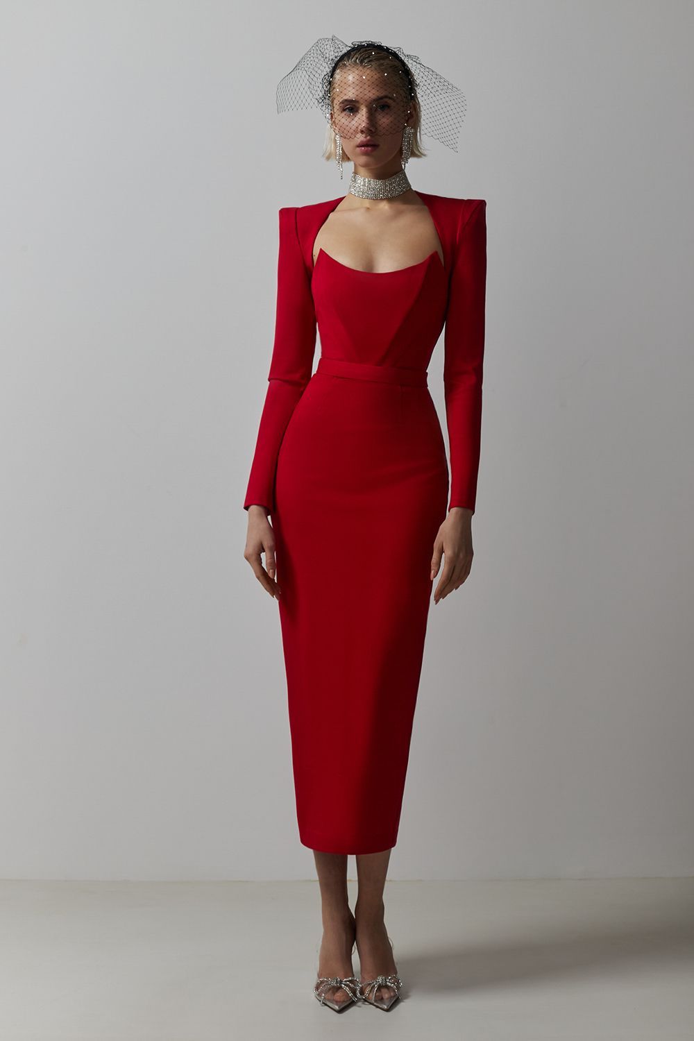 Kelis Solid Long Sleeve Midi Dress
