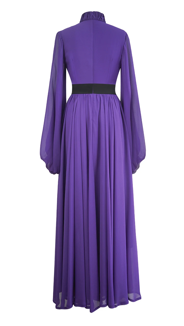 Belinda Solid Ruched Lantern Sleeve Midi Dress