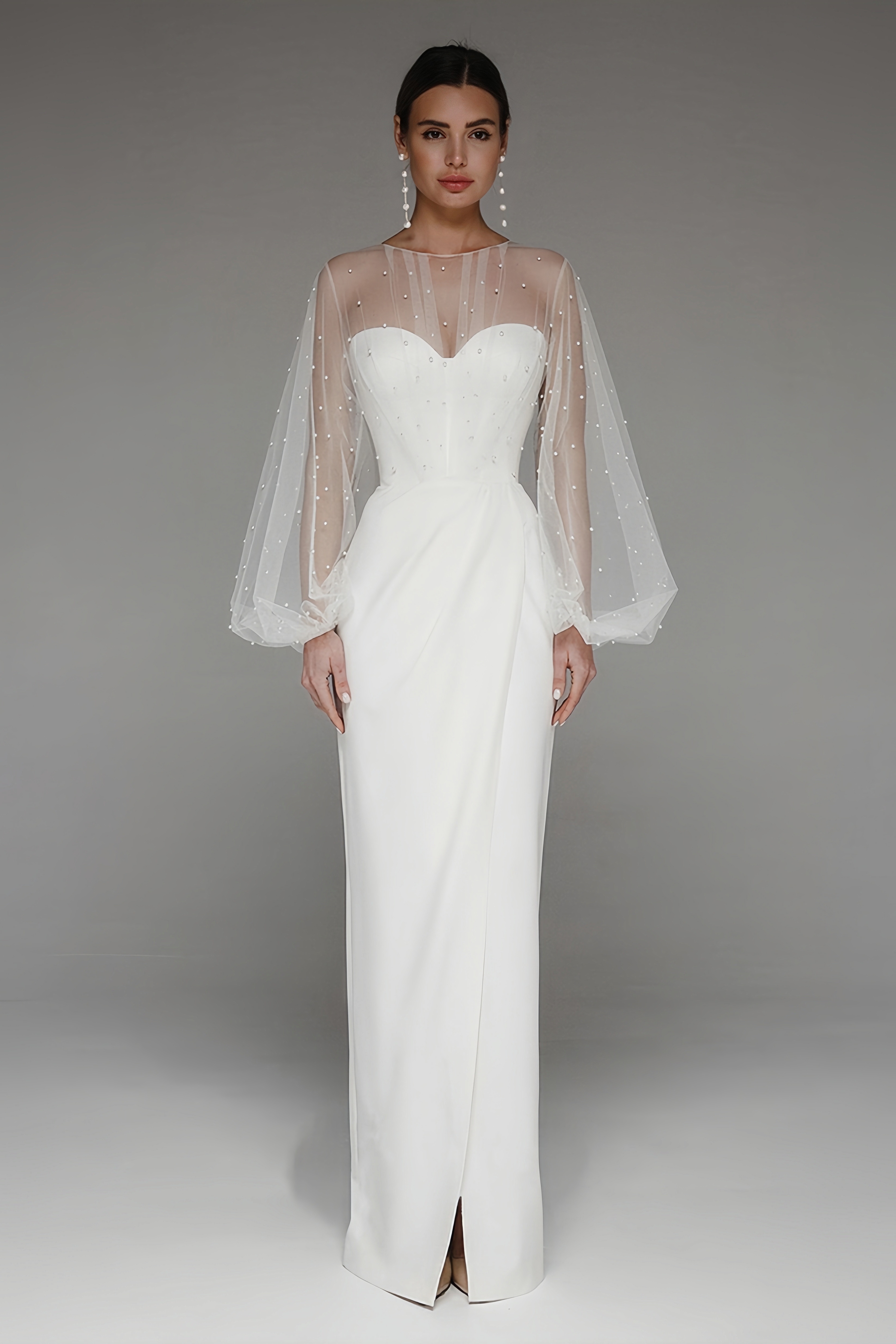 Kirsten Sheath Pearl Maxi Dress-White