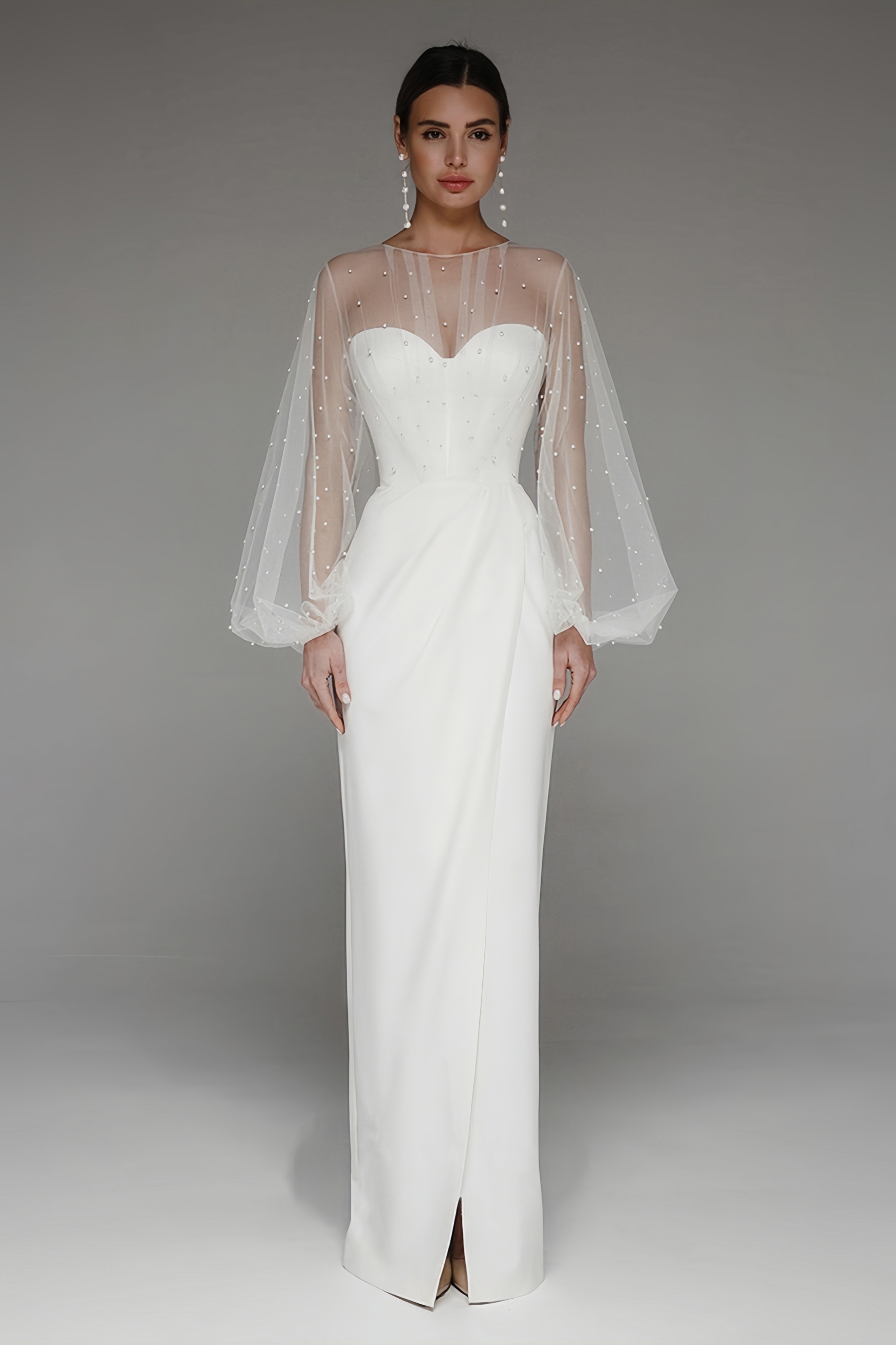 Kirsten Sheath Pearl Maxi Dress-White