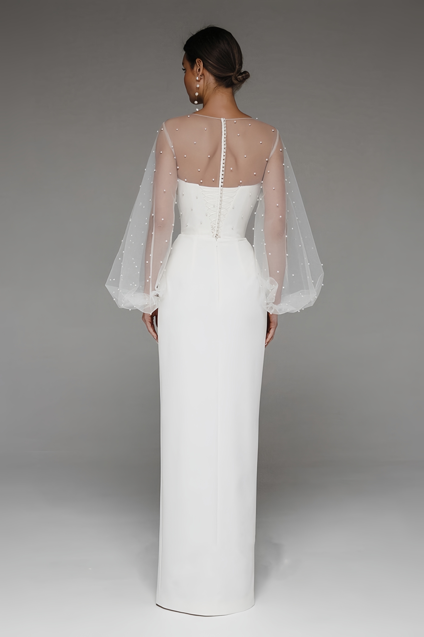 Kirsten Sheath Pearl Maxi Dress-White