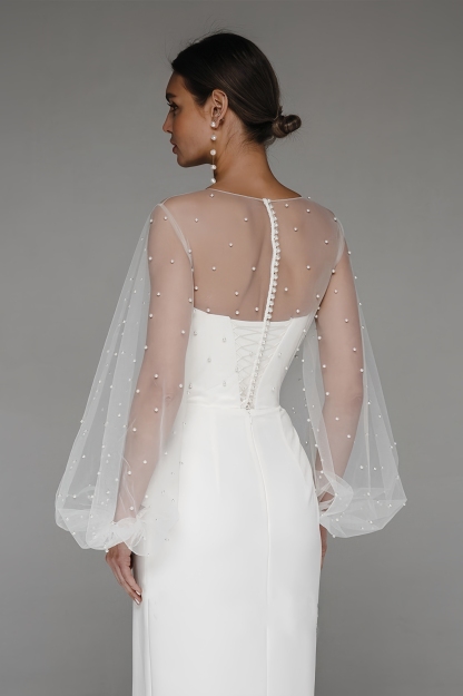 Kirsten Sheath Pearl Maxi Dress-White