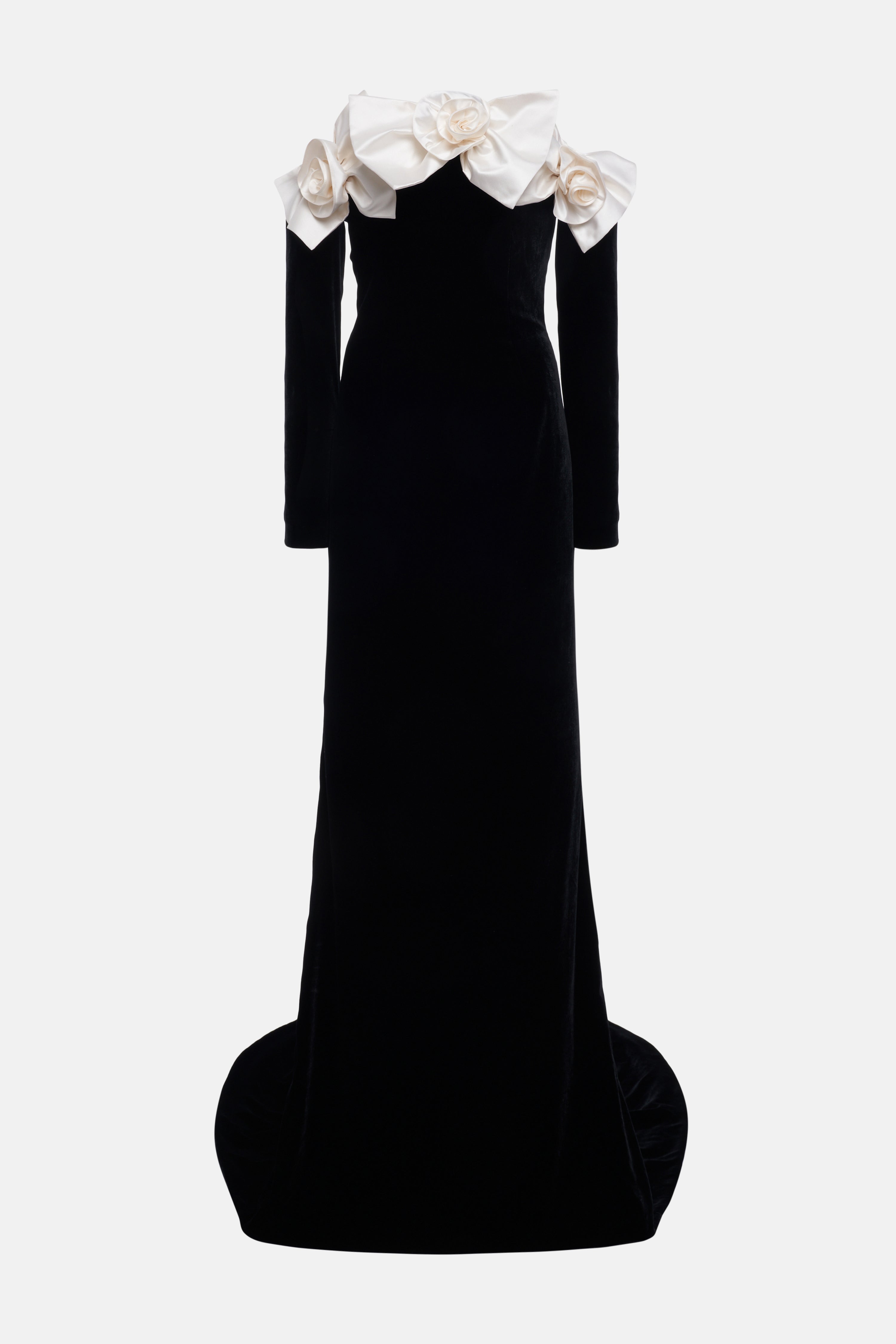 Klara 3D Floral Bow Off-Shoulder Maxi Dress