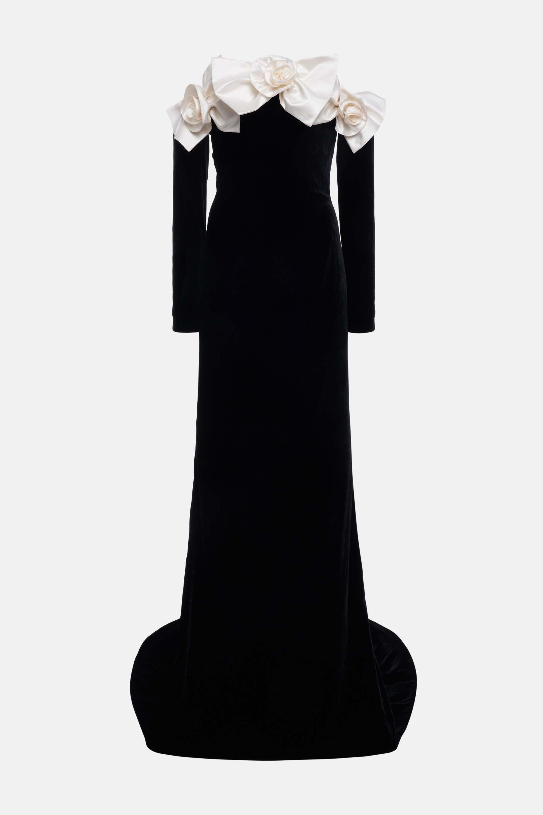 Klara 3D Floral Bow Off-Shoulder Maxi Dress