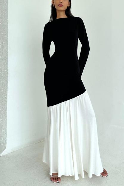 Griselda Jersey Contrast Color Midi Dress