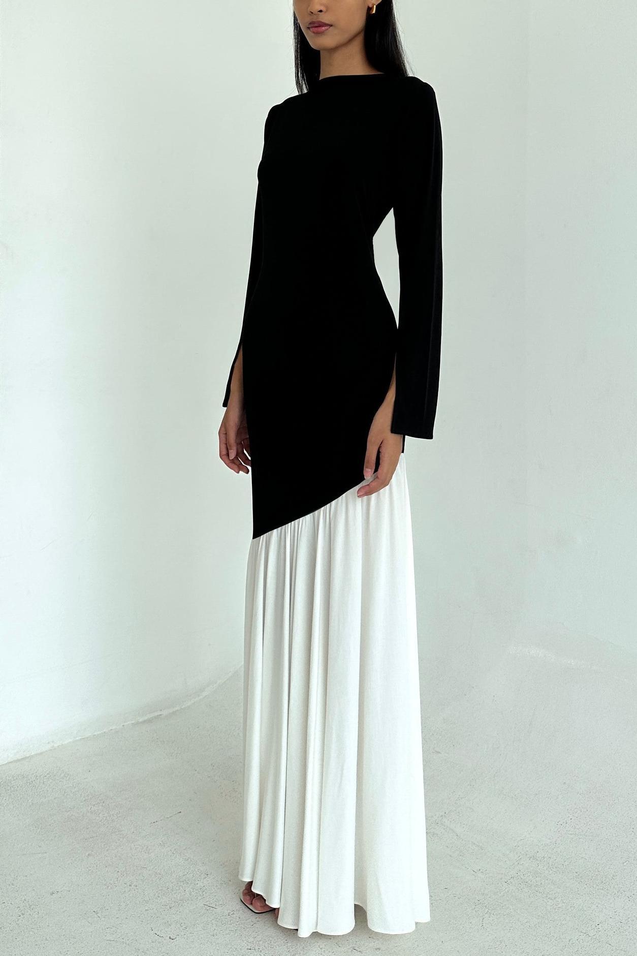 Griselda Jersey Contrast Color Midi Dress