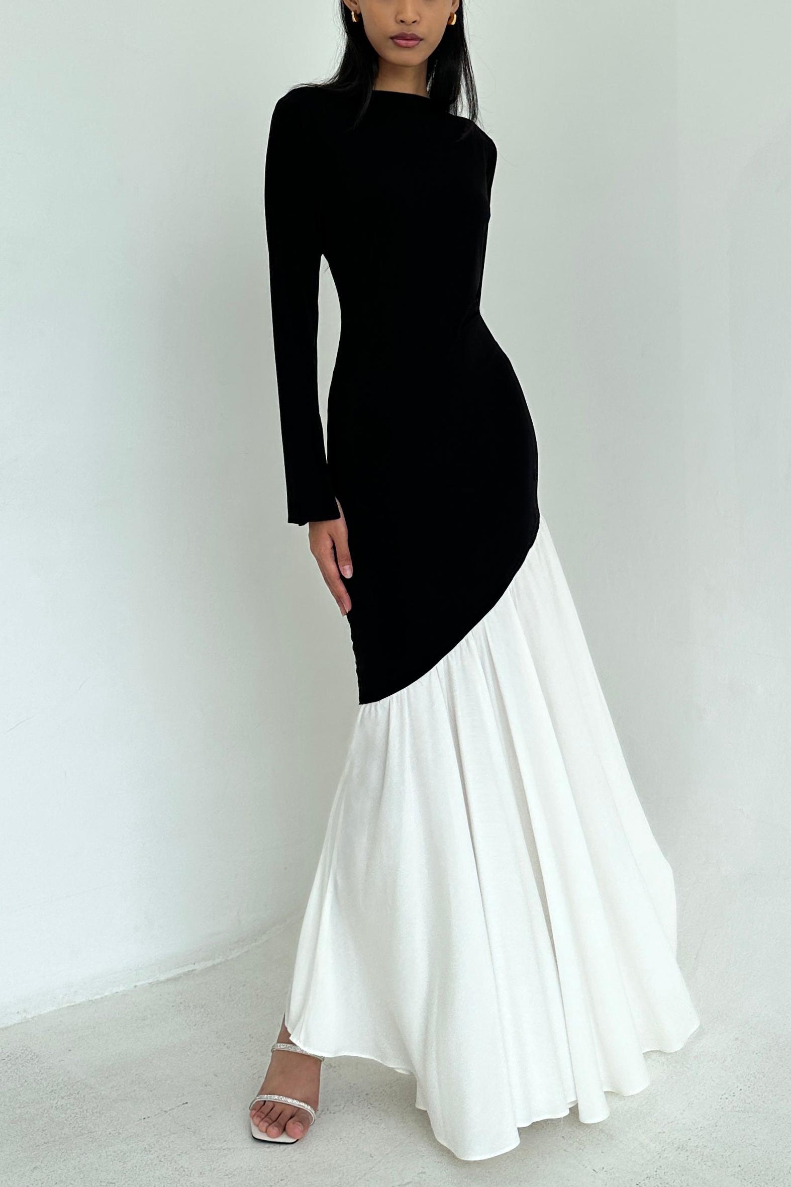 Griselda Jersey Contrast Color Midi Dress