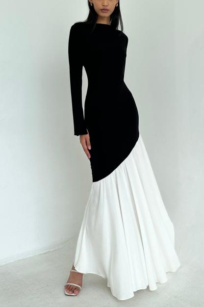 Griselda Jersey Contrast Color Midi Dress