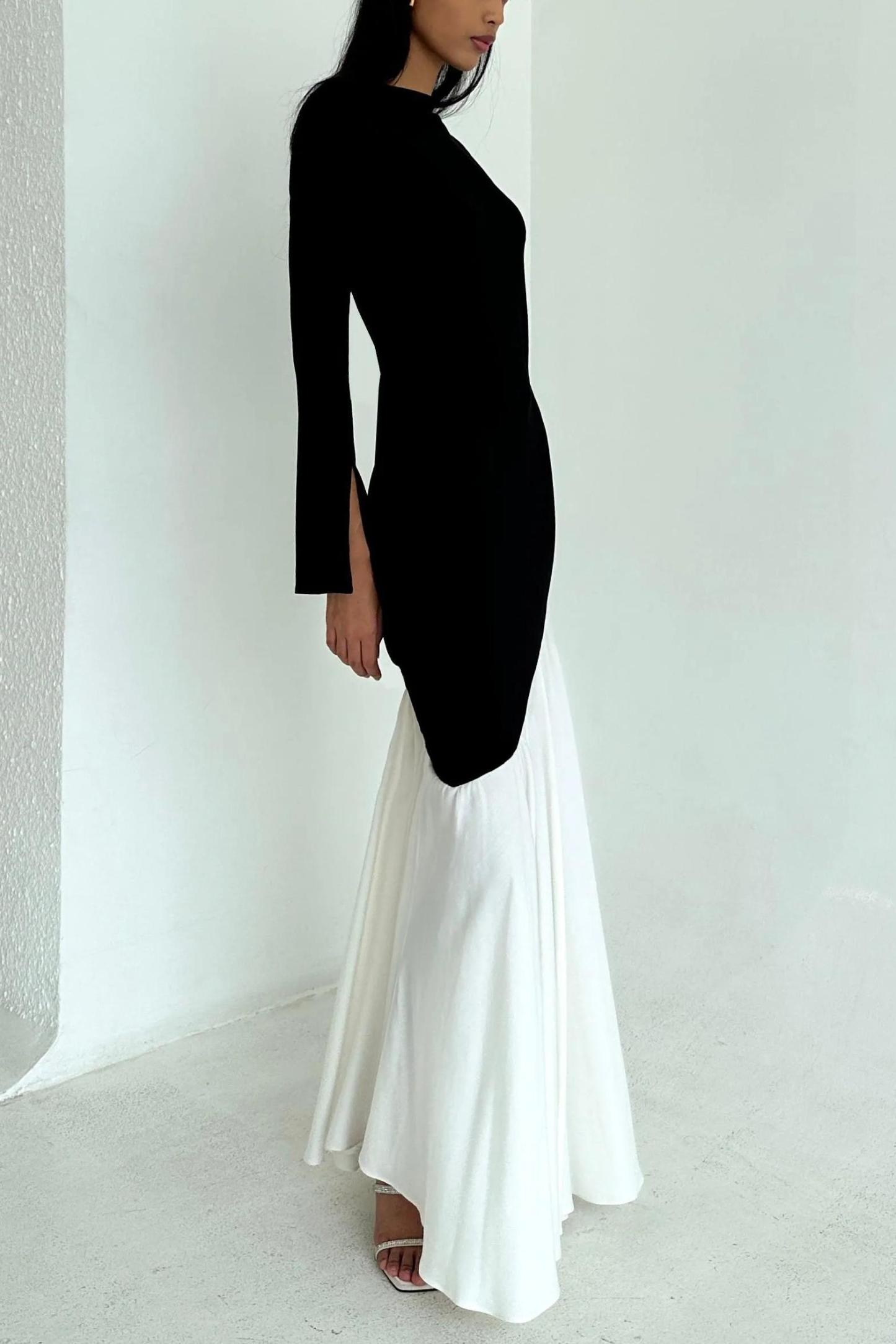 Griselda Jersey Contrast Color Midi Dress