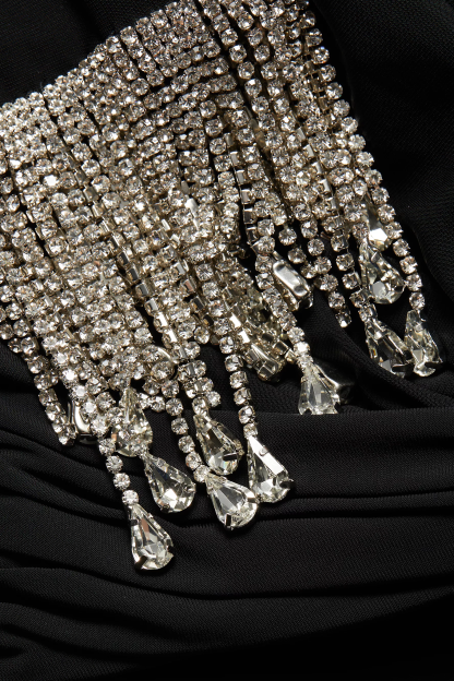 Ethel Rhinestone Jersey Split Midi Dress