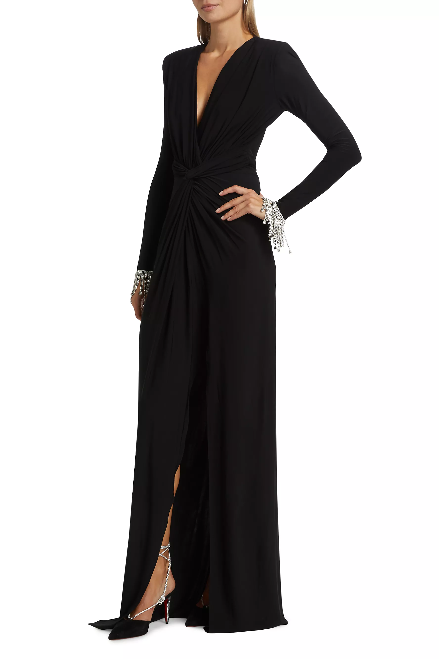 Ethel Rhinestone Jersey Split Midi Dress