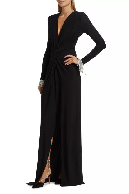 Ethel Rhinestone Jersey Split Midi Dress