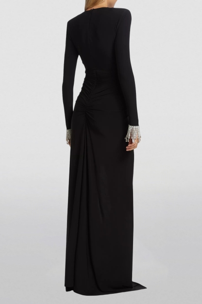 Ethel Rhinestone Jersey Split Midi Dress