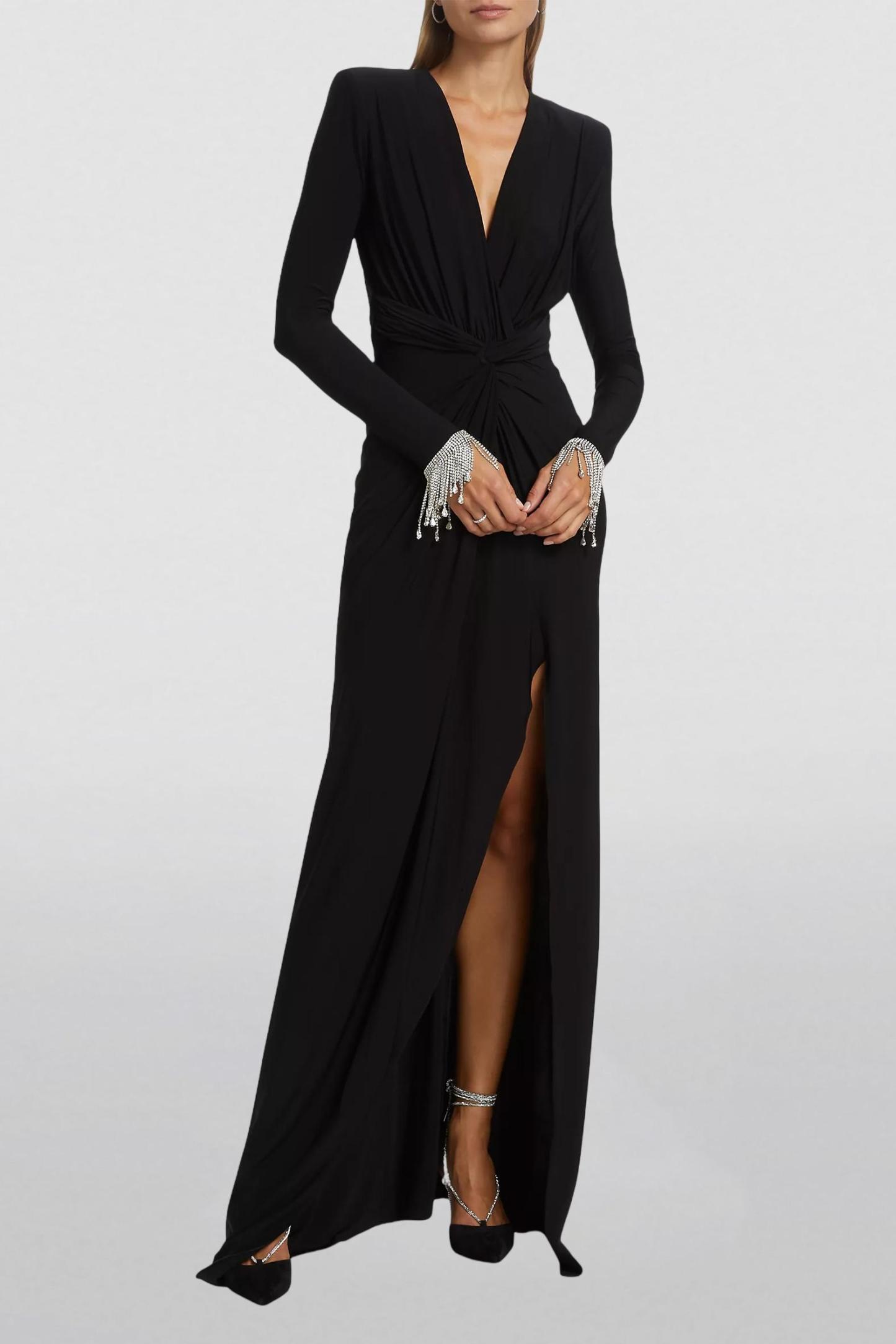 Ethel Rhinestone Jersey Split Midi Dress