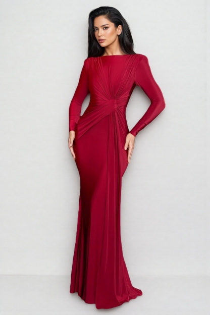 Kaiya Pure Red Pleated Maxi Dress