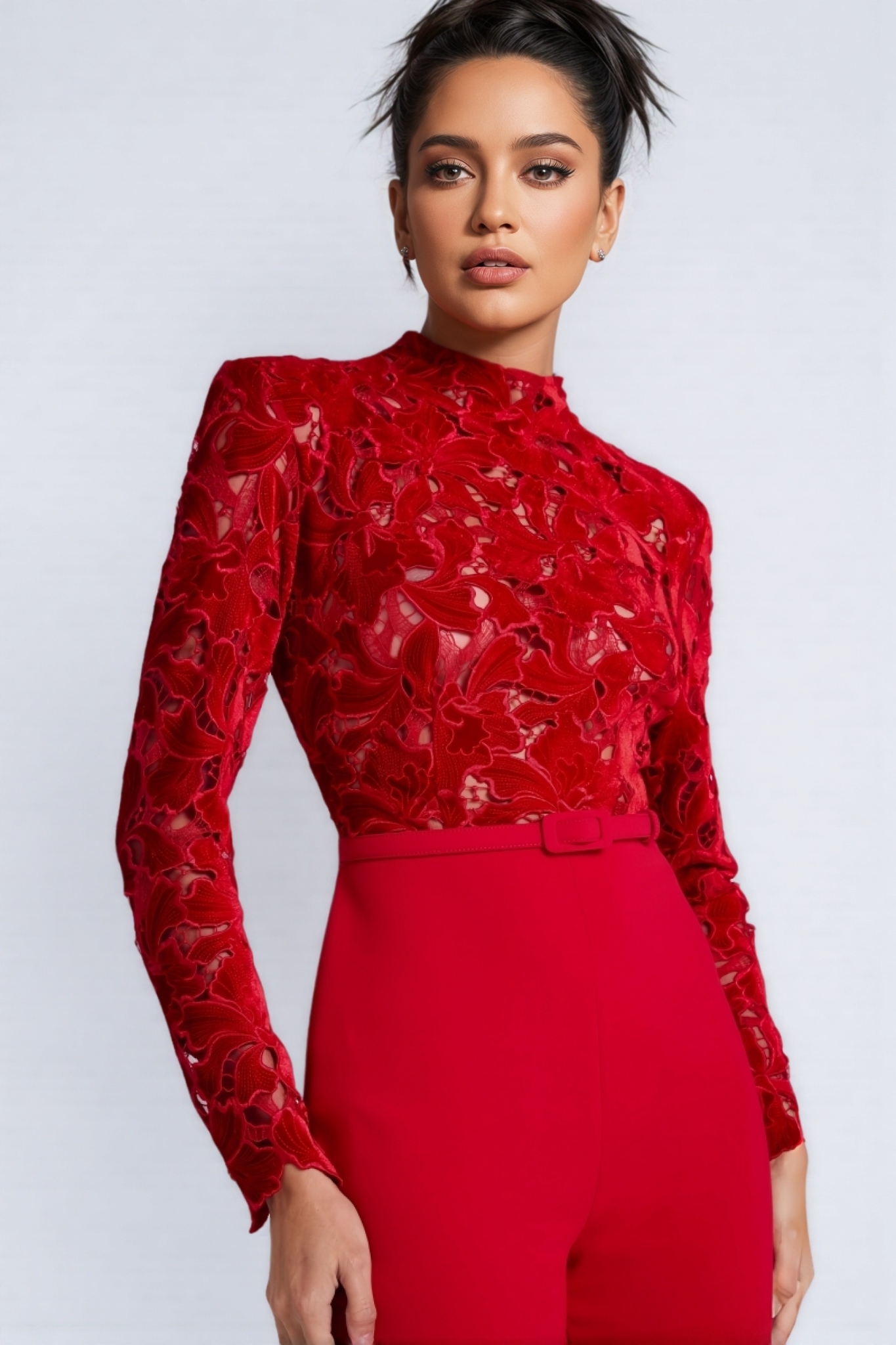 Cindy Red Lace Jumpsuit