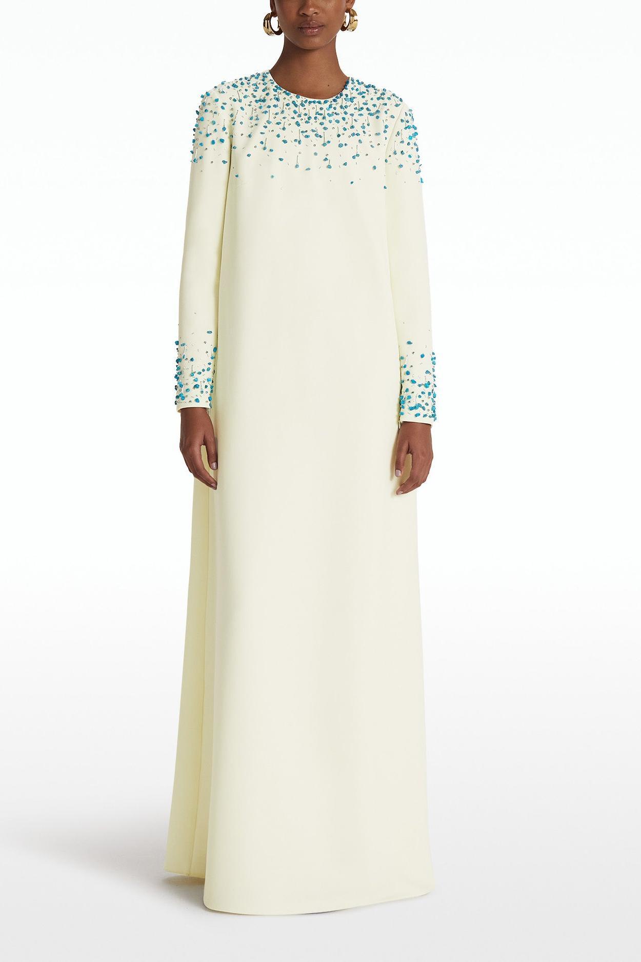 Esther Rhinestone Long Sleeve Round Neck Maxi Dress