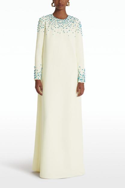 Esther Rhinestone Long Sleeve Round Neck Maxi Dress