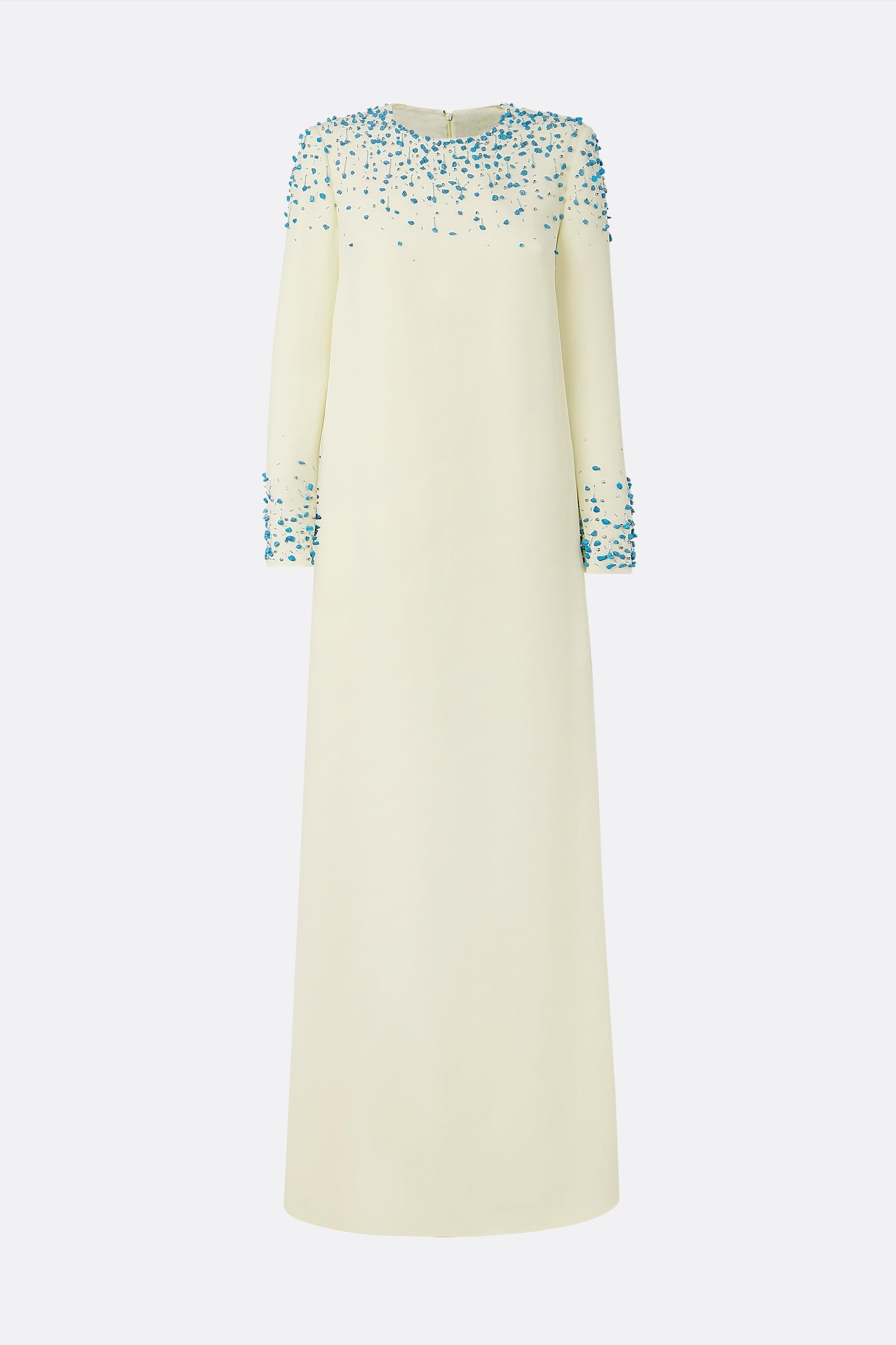 Esther Rhinestone Long Sleeve Round Neck Maxi Dress