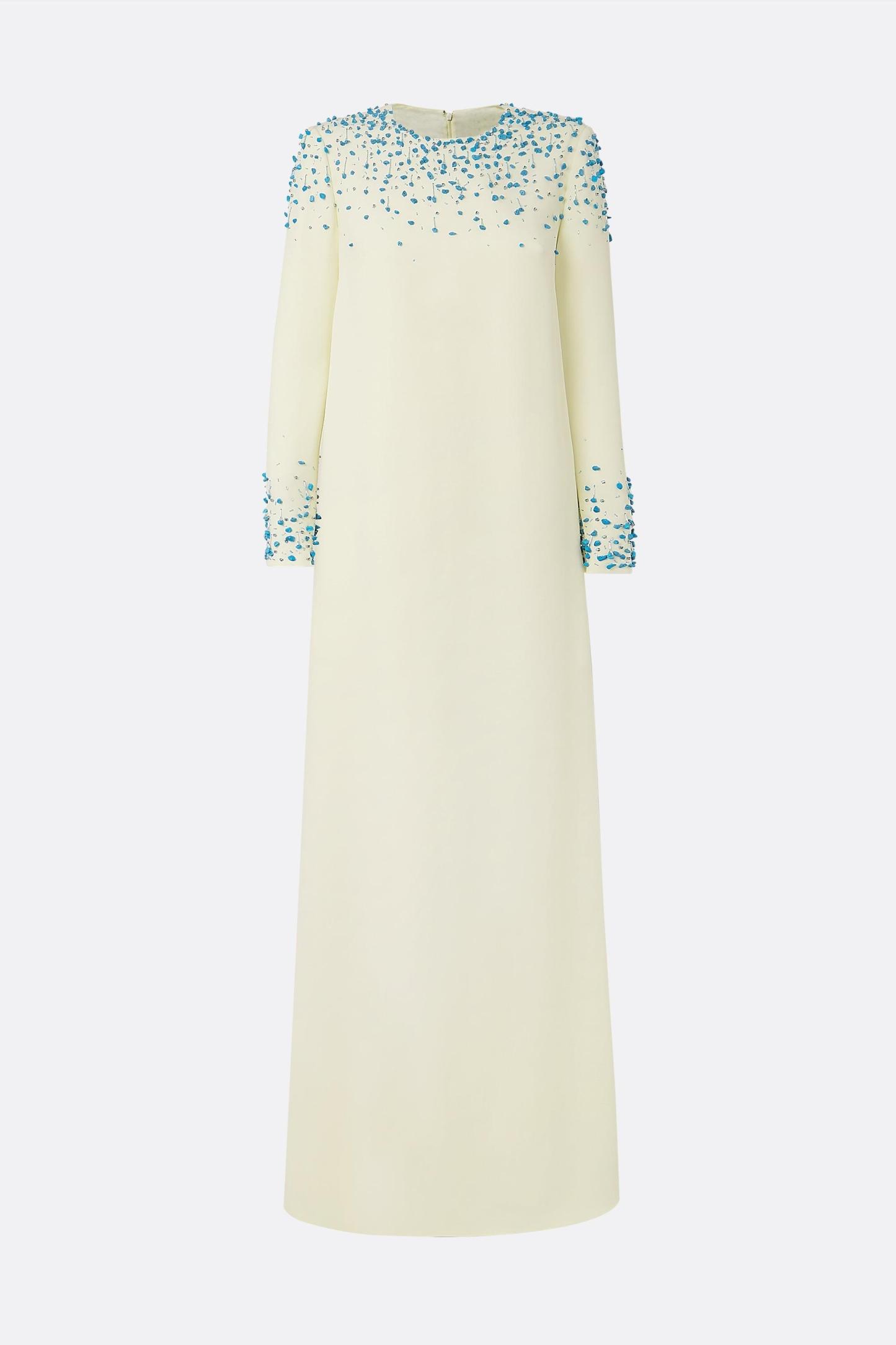 Esther Rhinestone Long Sleeve Round Neck Maxi Dress