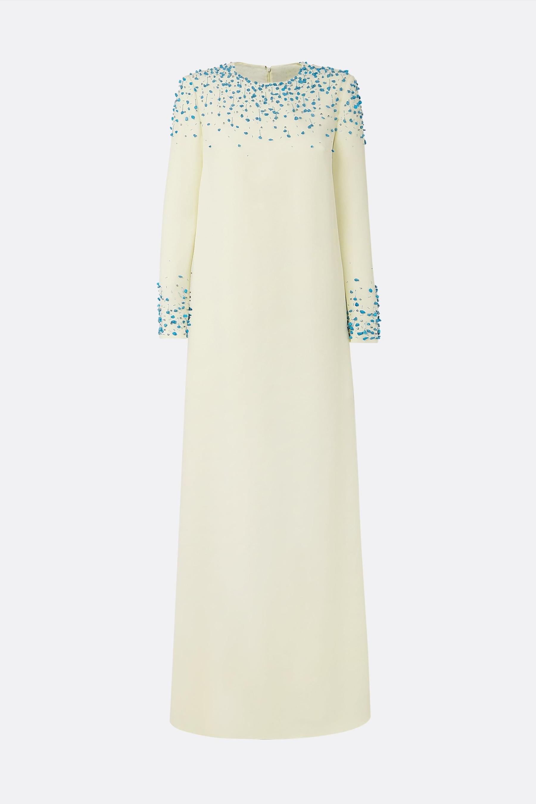 Esther Rhinestone Long Sleeve Round Neck Maxi Dress