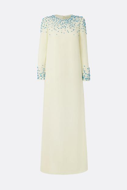 Esther Rhinestone Long Sleeve Round Neck Maxi Dress