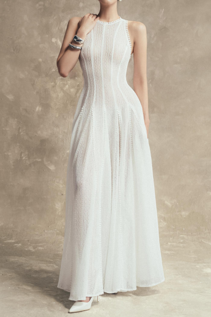 Stella Solid Lace Sleeveless Midi Dress