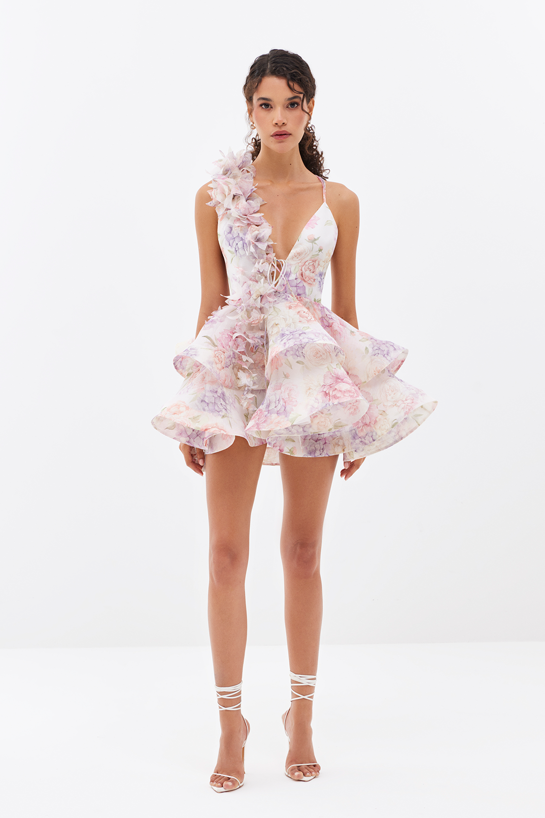 Darla 3D Flower Chiffon Ruffle Mini Dress