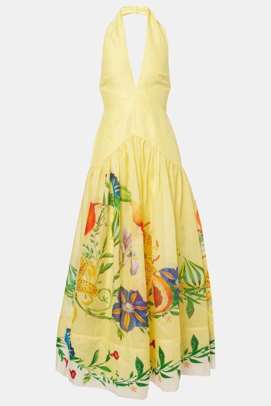 Emmanuelle Floral V-Neck Backless Midi Dress