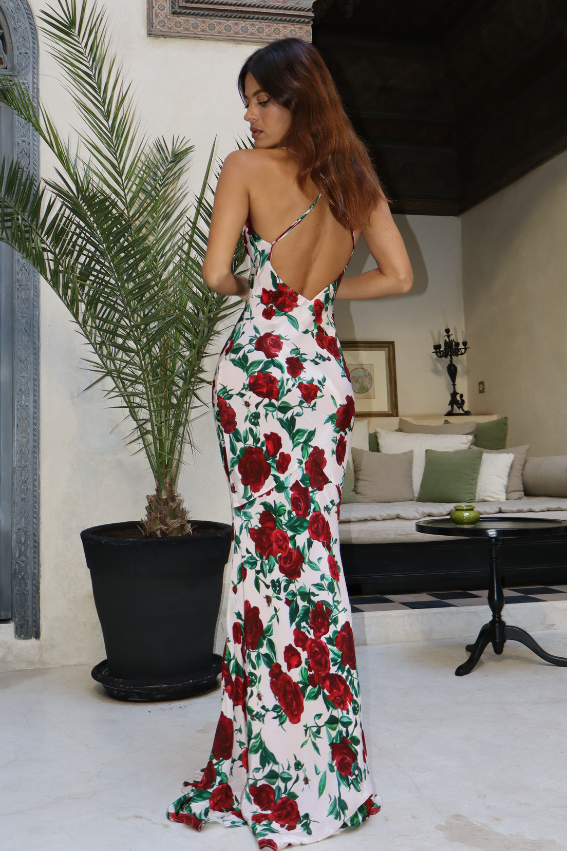 Eleonora Chiffon Floral Plunge Maxi Dress