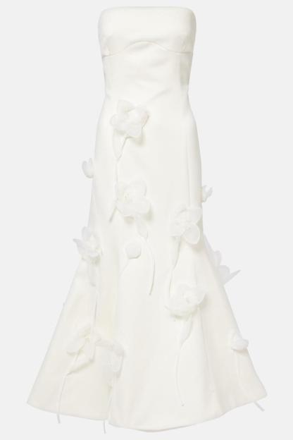 Juna 3D Flower Satin Sleeveless Midi Dress