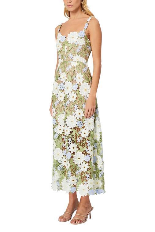 Justina Floral Lace Slip Midi Dress